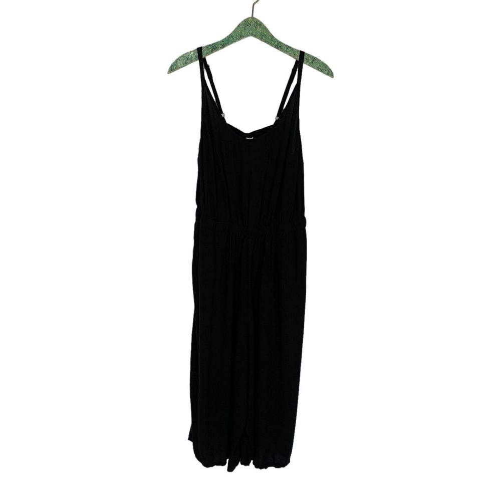 Cacique Black Jumpsuit 14 16 Wide Leg Spaghetti Strap Stretchy